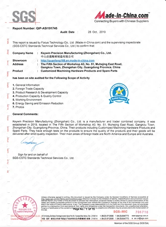 Certification sur site des fournisseurs SGS et Made-in-China.com